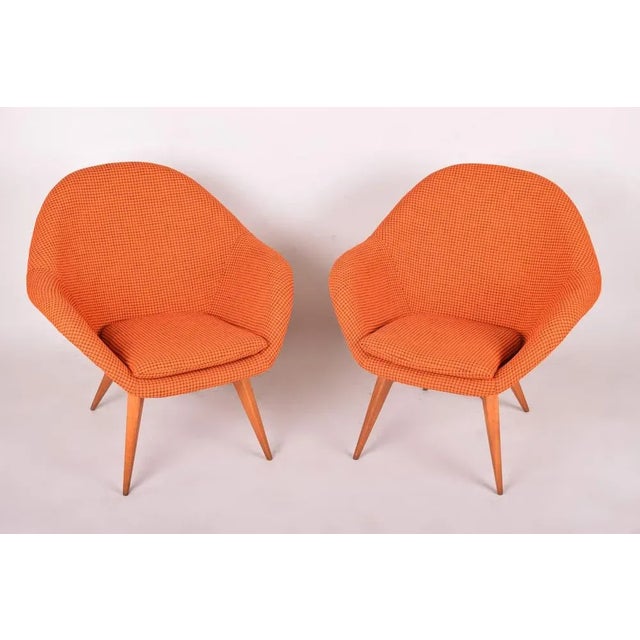Wood Mid-Century Orange Beech Armchairs attributed to Miroslav Navratil, 1950s, Set of 2 For Sale - Image 7 of 7