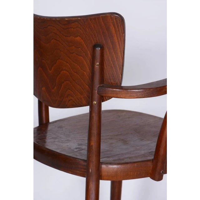 1940s Art Deco Beech Chair with Armrests from Ton, 1940s For Sale - Image 5 of 9