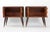 Vintage pair of night tables realized in Italy in 1950s. Wood glass tops with colored paper applied on the back, wood,...