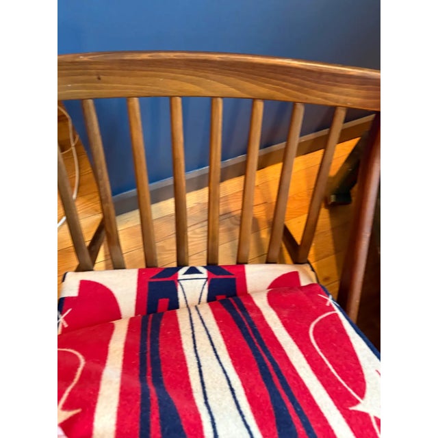 Pendleton Woolen Mills MCM Walnut Chair With Vintage Pendleton Will Upholstery For Sale - Image 4 of 6