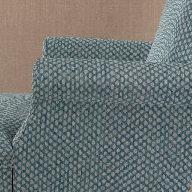 Wicker Linen Fabric Fermoie Collection - Upholstery - Blue and White Hand Printed - Fabric by the Yard For Sale In San Francisco - Image 6 of 6