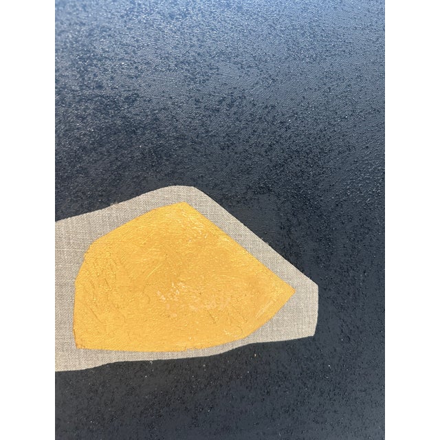 Metal Luxuary Gold and Carbon Painting on Spanish Linen Minimalist Painting, Framed For Sale - Image 7 of 7