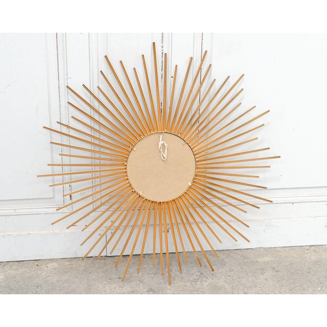 1950s Vintage Sunburst Mirror in Gilded Metal and Curved Glass from Chaty Vallauris, 1950s For Sale - Image 5 of 6