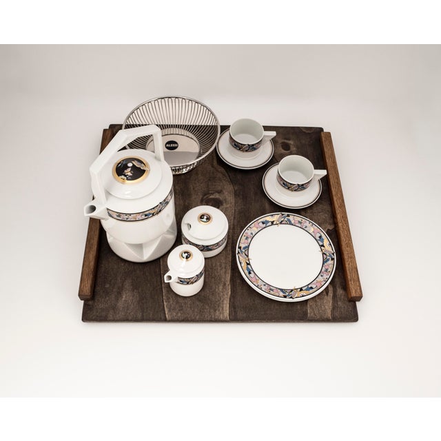 Art Deco Cantana Najade Tête-À-Tête for Two on Wooden Tray from Fürstenberg & Alessi, 1980s For Sale - Image 14 of 17