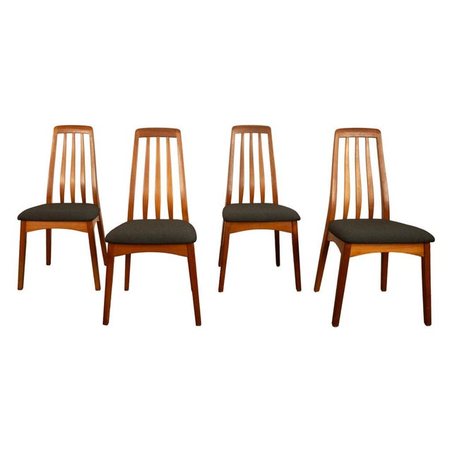 Mid-Century Modern Set 4 Danish Mid Century Modern "Eva" Teak Dining Chairs by Niels Koefoed 1964 For Sale - Image 3 of 18