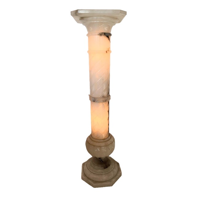 Alabaster Column with Twisted Finial, 1900s For Sale