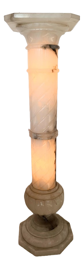 Alabaster Column with Twisted Finial, 1900s