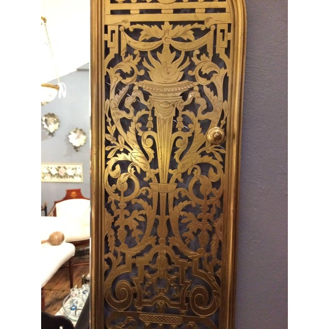 Clever Custom Mirror Made From Victorian Brass Fireplace Fender For Sale - Image 4 of 5