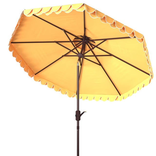 Spritely Home Elegant Valance 9Ft Double Top Umbrella, Yellow For Sale - Image 4 of 5