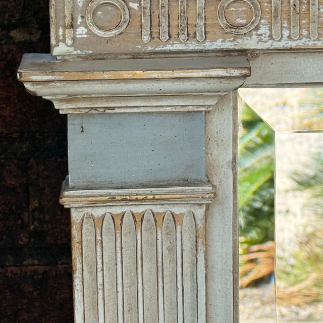 Cream Vintage Gustavian Style Trumeau Mirror - Newly Painted For Sale - Image 8 of 12