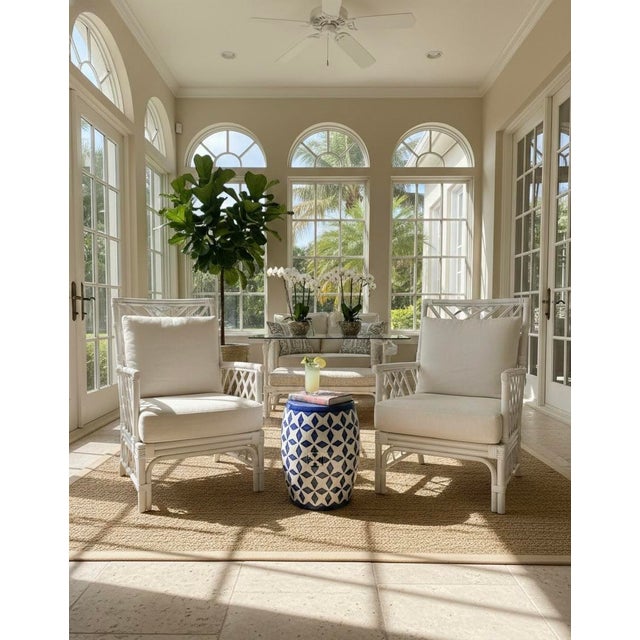 Italian Blue & White Harlequin Garden Stool For Sale In West Palm - Image 6 of 11