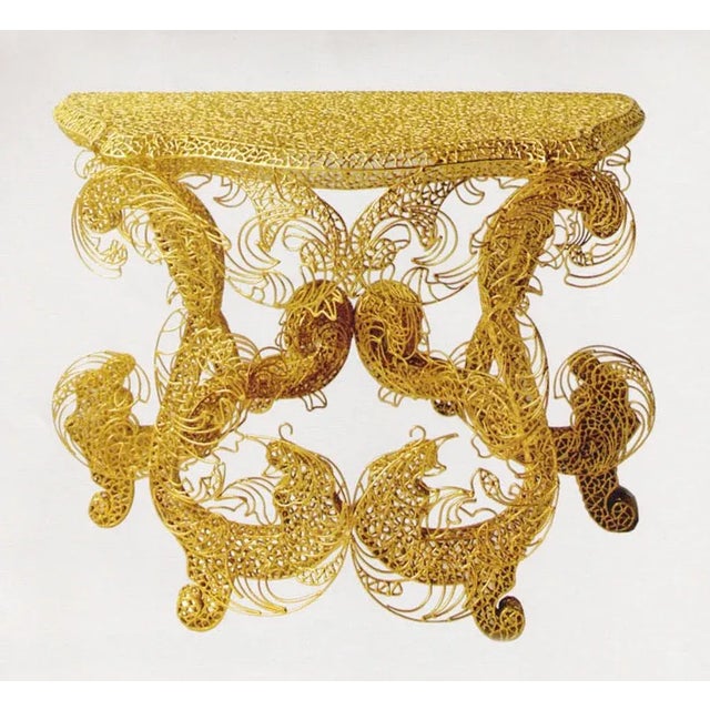 Postmodern King Sun Console with Mirror by Anacleto Spazzapan, 1990s, Set of 2 For Sale - Image 3 of 9