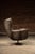 Animal Skin MCM Tufted Leather Wingback Swivel Chair With Ottoman in Grey For Sale - Image 7 of 12