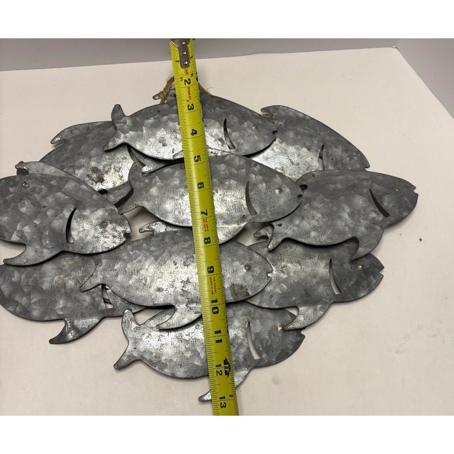 Late 20th Century Galvanized Metal Fish Wall Art | Coastal Nautical School of Fish Decor | Beach House Wall Hanging For Sale In Indianapolis - Image 6 of 6