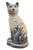Art Deco Vintage African Hand-Painted Blue and White Ceramic Cat Figurine For Sale - Image 3 of 9