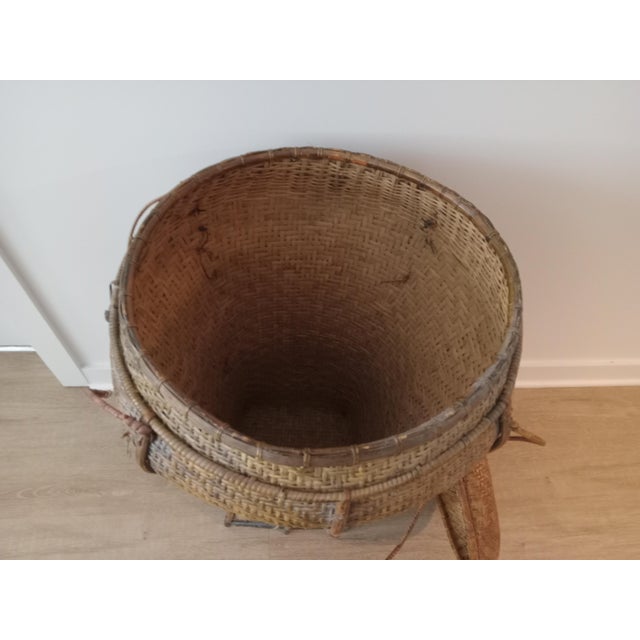 19th Century 19th Century Vintage Handwoven Lidded Basket For Sale - Image 5 of 9
