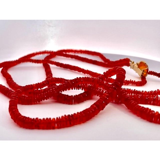 Multi-Strand Necklace With 14k Gold Clasp and Honey Amber Gemstone For Sale - Image 11 of 14