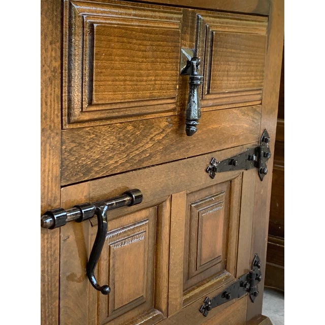 Wood Spanish Walnut Nightstands with Iron Hardware - a Pair For Sale - Image 7 of 9