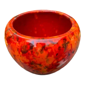 1970’s Lava Orange Red Glazed Ceramic Planter