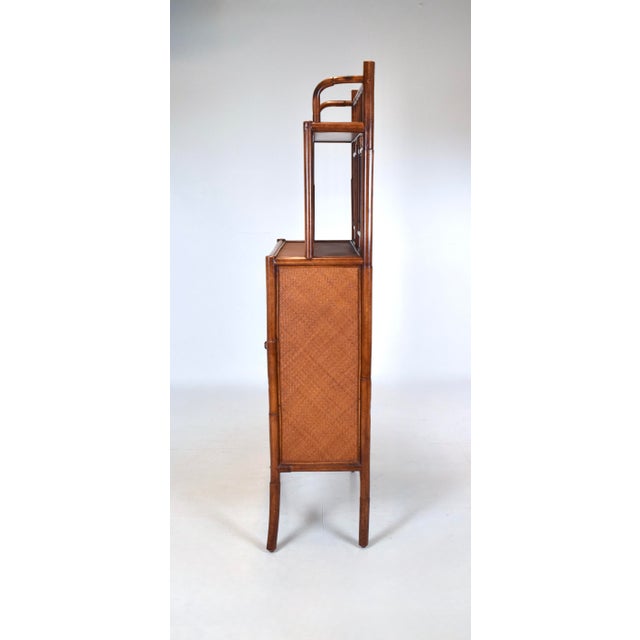 Bloomingdale's 1990s British Colonial Faux Bamboo Etagere Storage Display Cabinet For Sale - Image 4 of 10