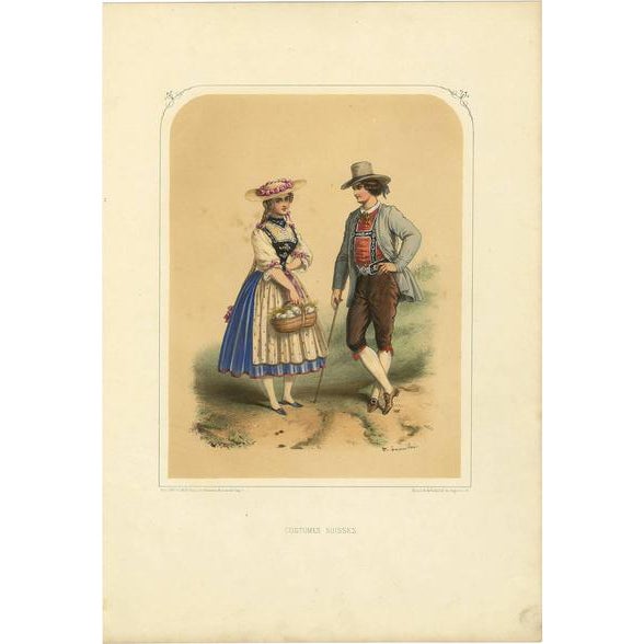 A. Lacouchie, Costume of Switzerland, 1850, Print For Sale