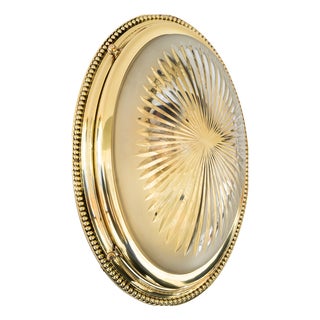 Art Deco Oval Wall Lamp with Cut Glass, Vienna, Austria, 1920s For Sale