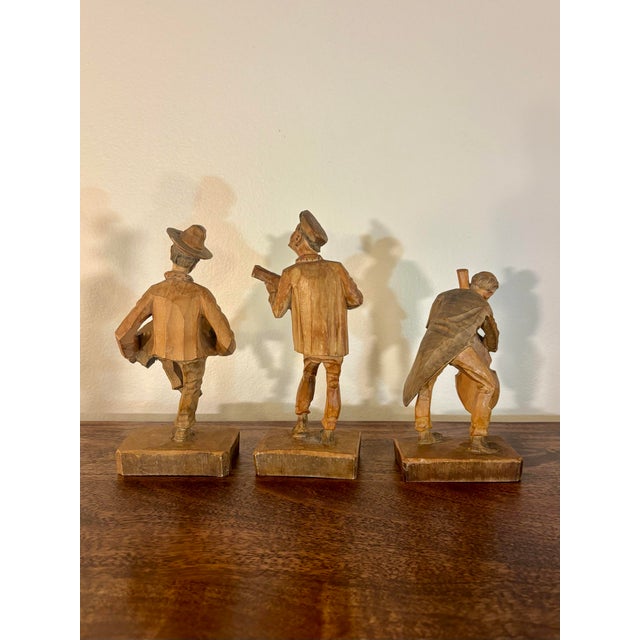 Vintage German Folk Art Hand Carved Wood Musician Sculptures - Set of 6 For Sale - Image 4 of 6