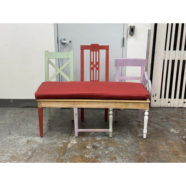 Upcycled Mixed-Chair Bench For Sale - Image 10 of 12
