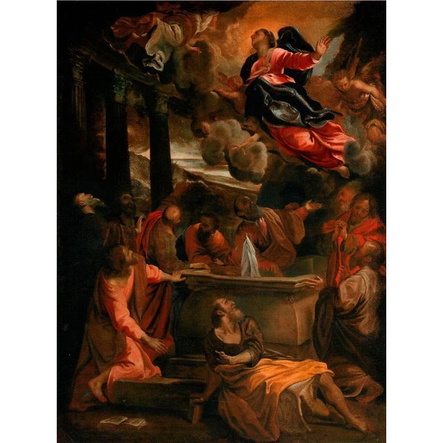 Domenico Maria Canuti, L' Assunzione della Vergine (da Annibale Carracci), XVII secolo, olio su tela For Sale - Image 5 of 5