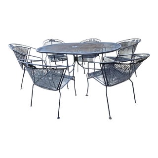 7 Piece Vintage Wrought Iron Patio Furniture For Sale