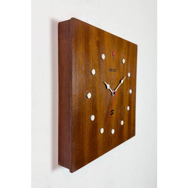 1980s Vintage Brown Wooden Wall Clock from Seiko, 1980s For Sale - Image 5 of 16