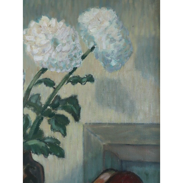 Mid-Century Modern 'Violin & Flowers' Original Swedish Expressive Still Life Oil Painting, Framed For Sale - Image 10 of 14