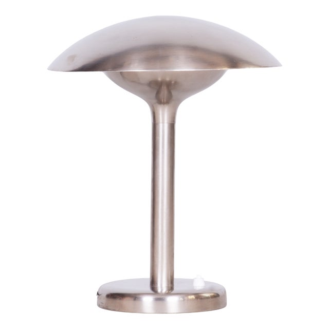 Czech Bauhaus Table Lamp in Nickle-Plated Steel attributed to František Anýž, 1920s For Sale