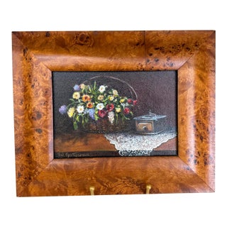 1980s Val Gottesman Oil Painting – Framed Floral Still Life in Basket, Signed Original For Sale