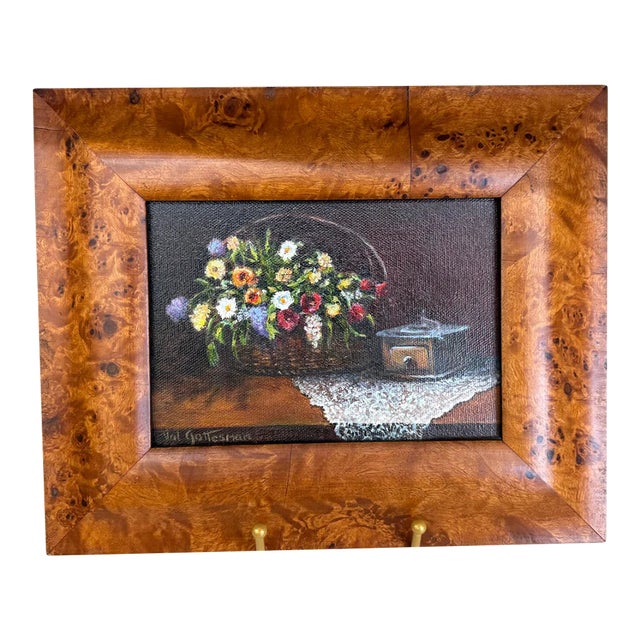 1980s Val Gottesman Oil Painting – Framed Floral Still Life in Basket, Signed Original For Sale