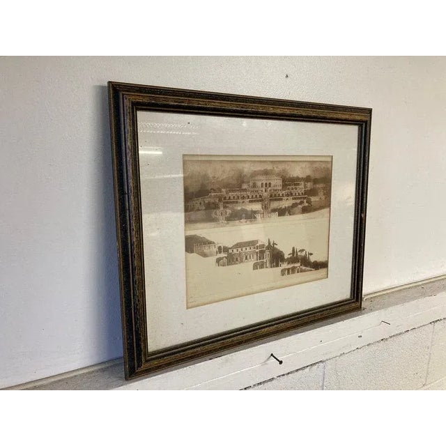 Mid-Century Modern Vintage Framed Etching Villa Madam For Sale - Image 3 of 8