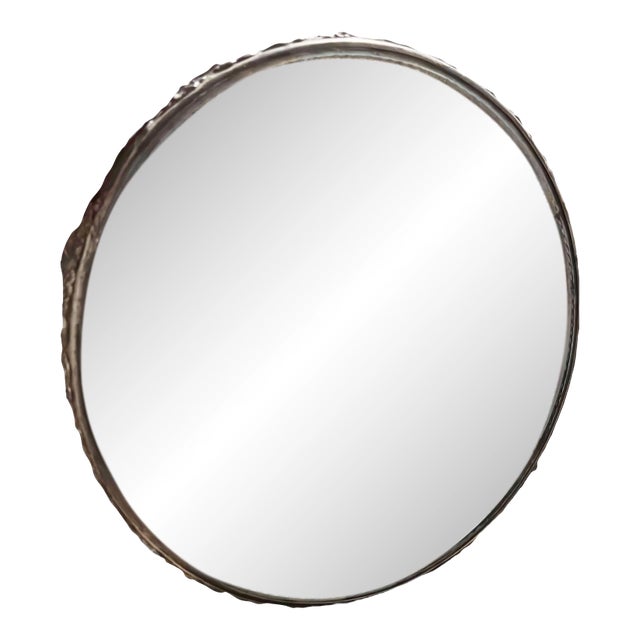 Italian Round Mirrored Plateau With Decorative Edge For Sale