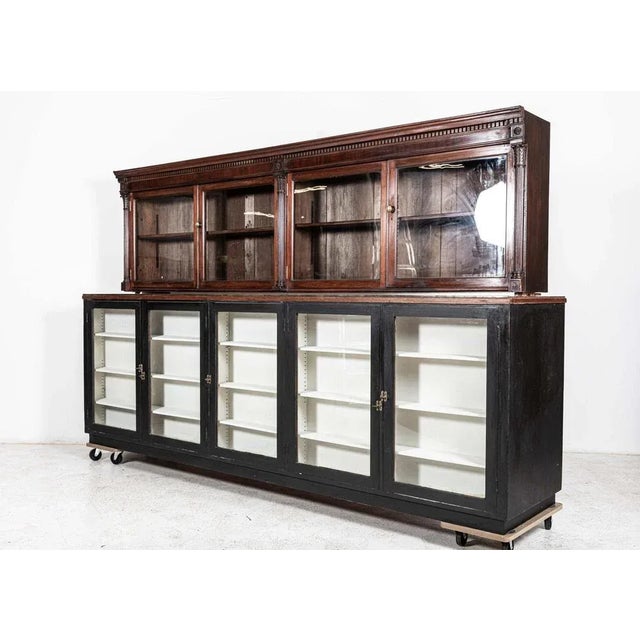 Large English Glazed Apothecary Wall Cabinet in Mahogany, 1870 For Sale - Image 5 of 14