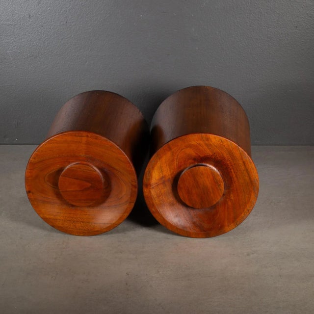 ABOUT Mid-century teak canisters. Set of two. CREATOR Gladmark, Burbank, California. DATE OF MANUFACTURE c.1950-1960....
