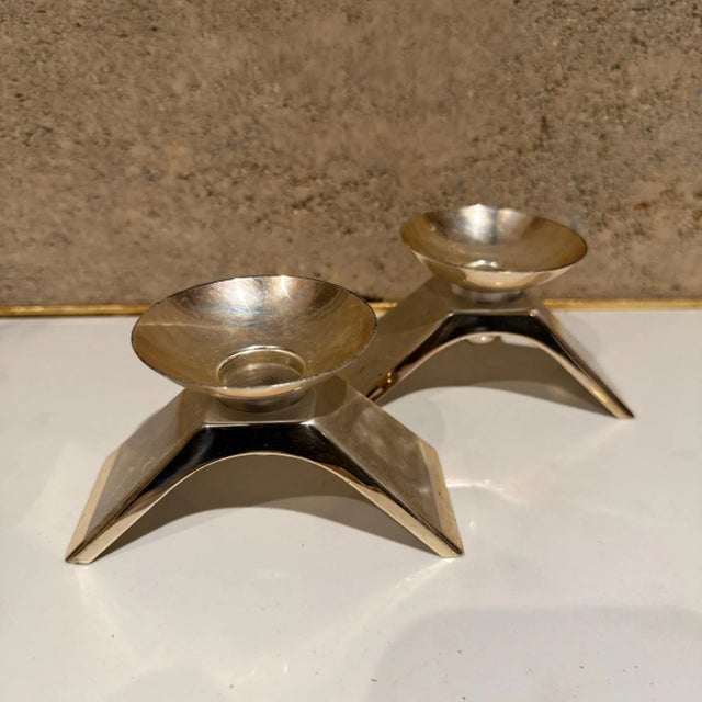 Pair Vintage Mid Century WMF Ikora Silver-Plated Candlesticks For Sale - Image 14 of 17