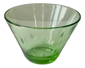 Uranium Green Art Glass Bowl with Arrows by Jacob E. Bang for Holmegaard, 1930s