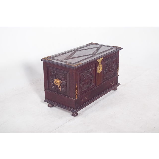 Antique Portuguese Carved Wooden Chest, 1890s For Sale - Image 5 of 14