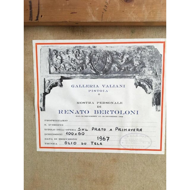 Renato Bertoloni, Sul Prato a Primavera, 1967, Oil on Canvas For Sale - Image 4 of 6