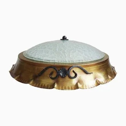 Structured Glass Ceiling Lamp, 1970s For Sale - Image 12 of 12