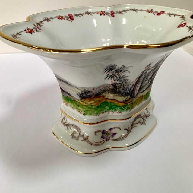 Early 20th Century Dresden Hand Painted Porcelain Jardinière With Exotic Figural Scenes For Sale - Image 9 of 18