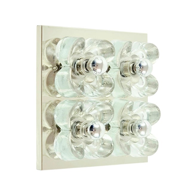 Mid-Century Modern Floral Glass & Chrome Wall Light from Sische, Germany, 1970s For Sale - Image 11 of 11