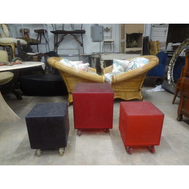 1960s Set of 3 Mid Century Modern Rubber Cube Tables or Ottomans For Sale - Image 9 of 11