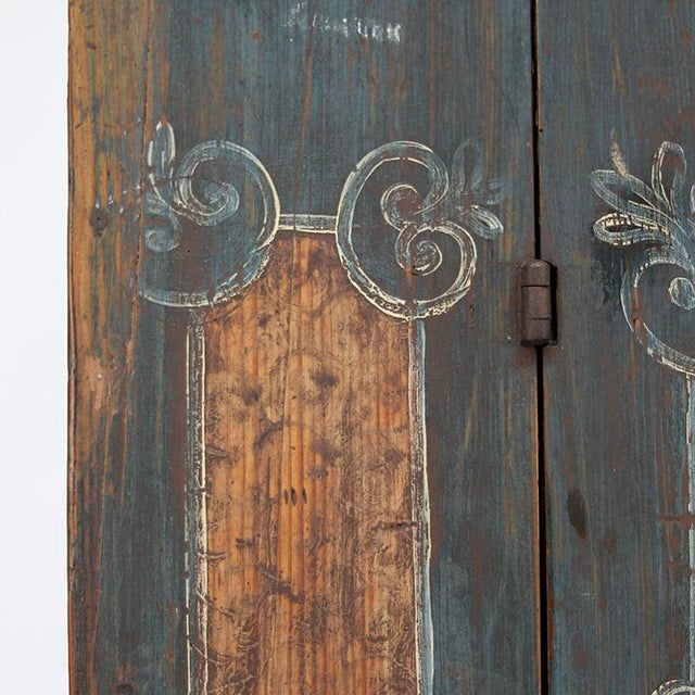 Rustic Farmhouse Painted Folk Art Bridal Cabinet For Sale - Image 10 of 16