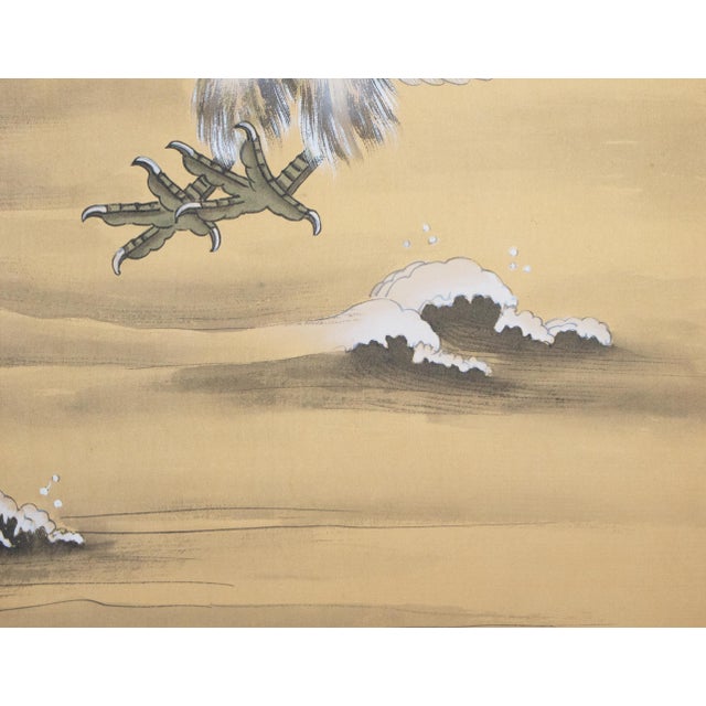 C. 1970s Painted Chinese Silk Screen "Bald Eagle" For Sale - Image 10 of 18