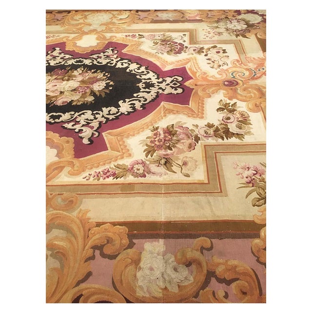 Antique French Aubusson Tapestry Wool 14x17 Tan, Ivory & Black Handmade Area Rug #9902078 For Sale - Image 10 of 12